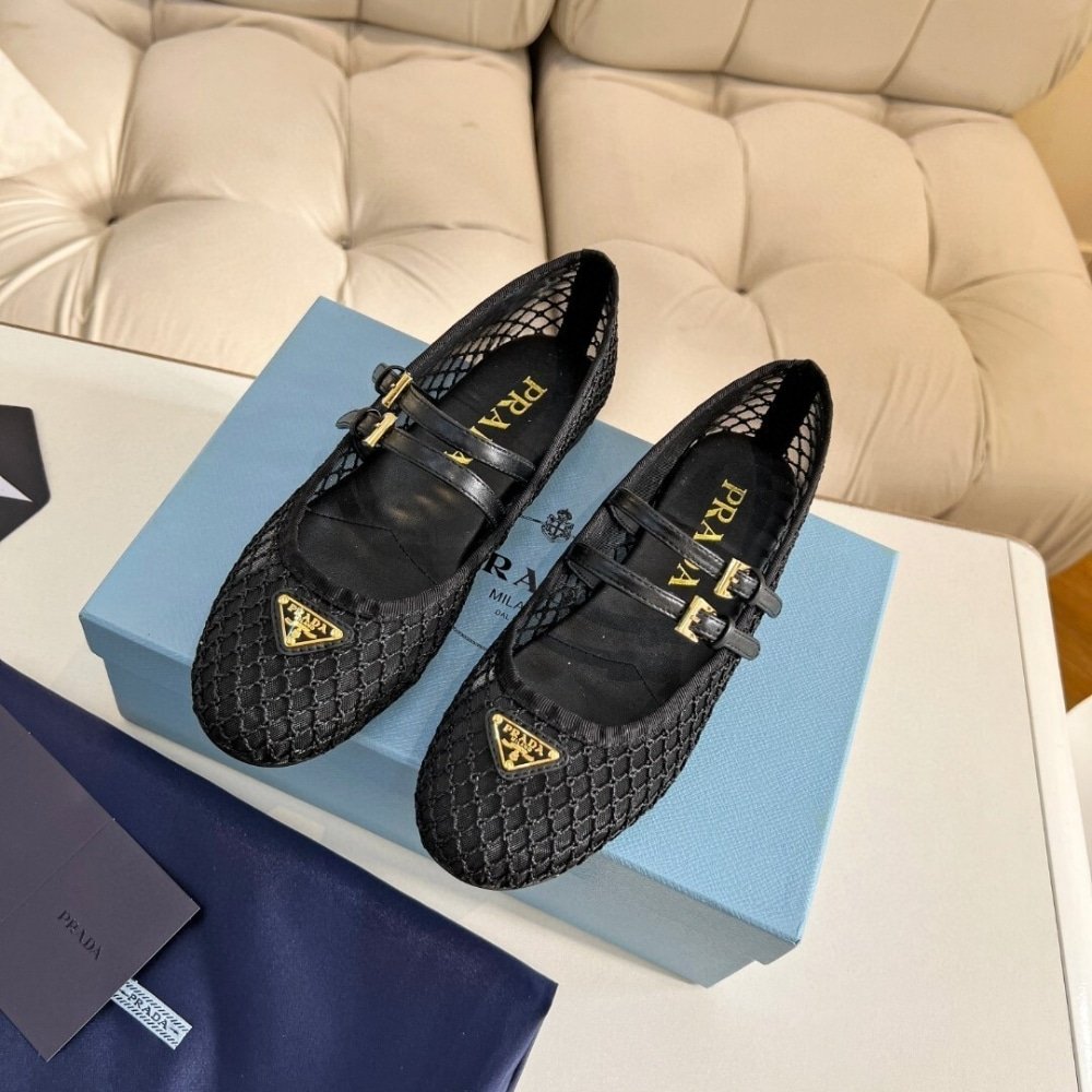 Pra*a Mesh Fabric Ballerinas Black 1F915N 099 F0002 F 005