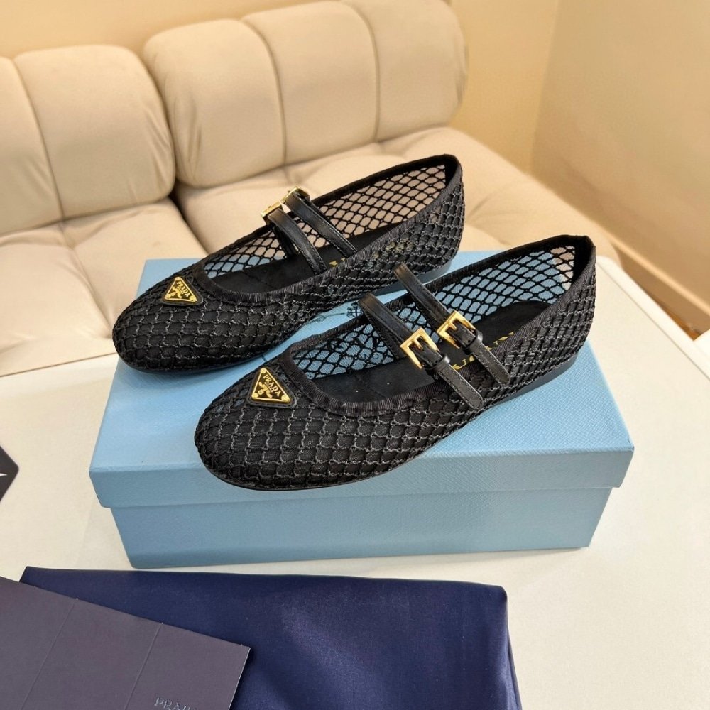 Pra*a Mesh Fabric Ballerinas Black 1F915N 099 F0002 F 005