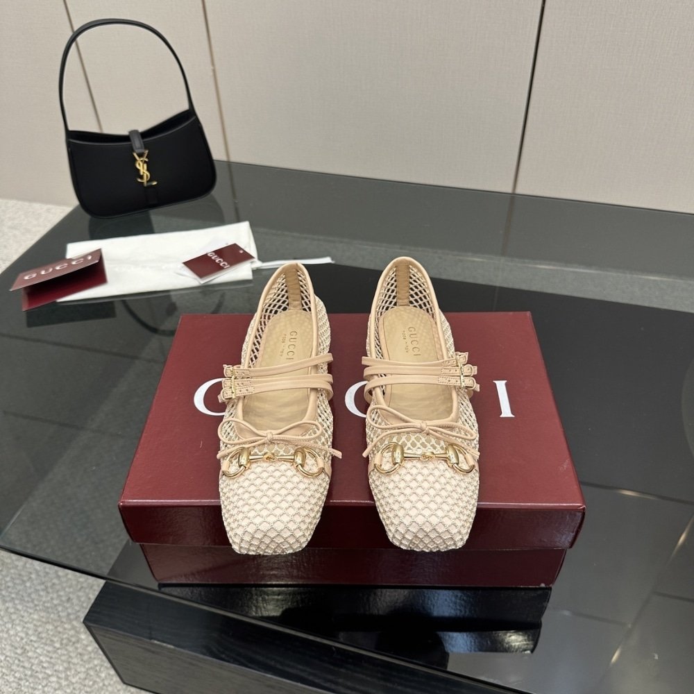 Gvc*1 Women Horsebit Ballet Flat Beige Mesh ‎835077 Faeqz 5741