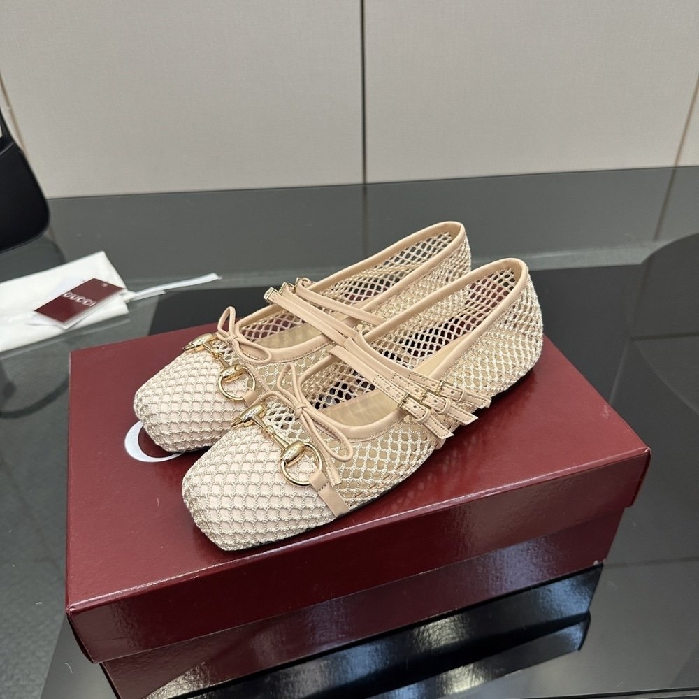 Gvc*1 Women Horsebit Ballet Flat Beige Mesh ‎835077 Faeqz 5741