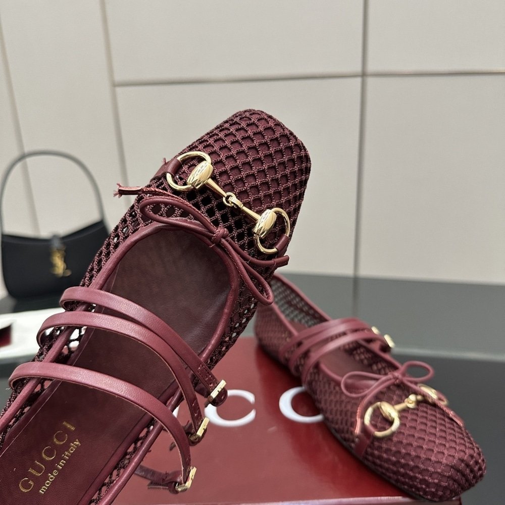 Gvc*1 Women Horsebit Ballet Flat Rosso Ancora Red Mesh ‎835077 Faeqz 6207