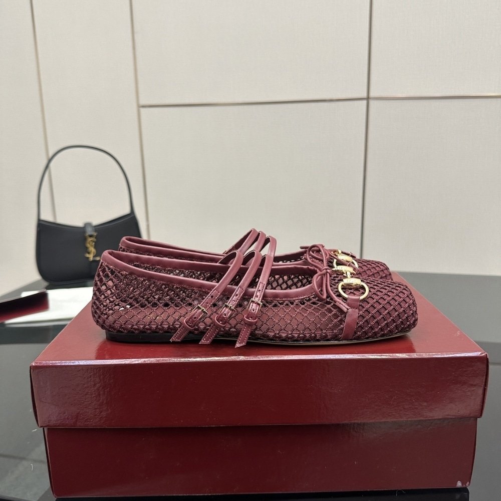 Gvc*1 Women Horsebit Ballet Flat Rosso Ancora Red Mesh ‎835077 Faeqz 6207