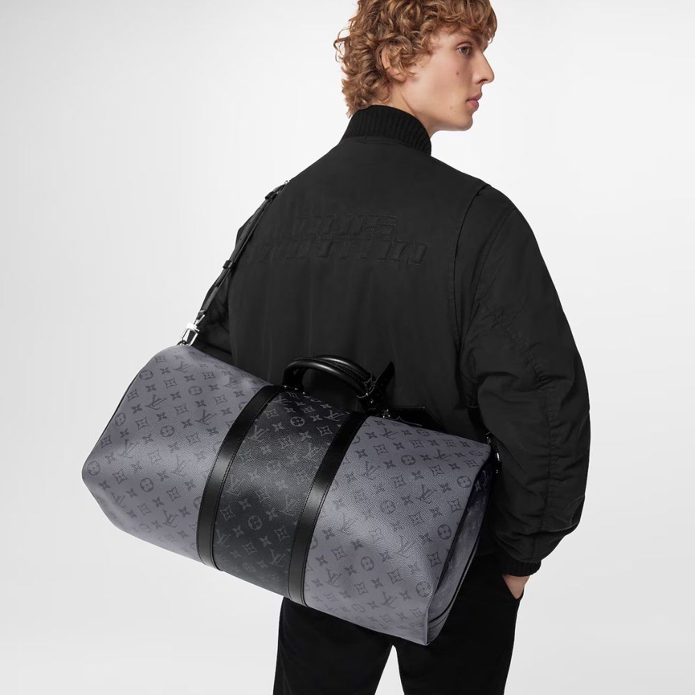 L0vis Vvtt0n Keepall Bandoulière 50 Monogram Eclipse Canvas Black And Grey 45Cm M45392