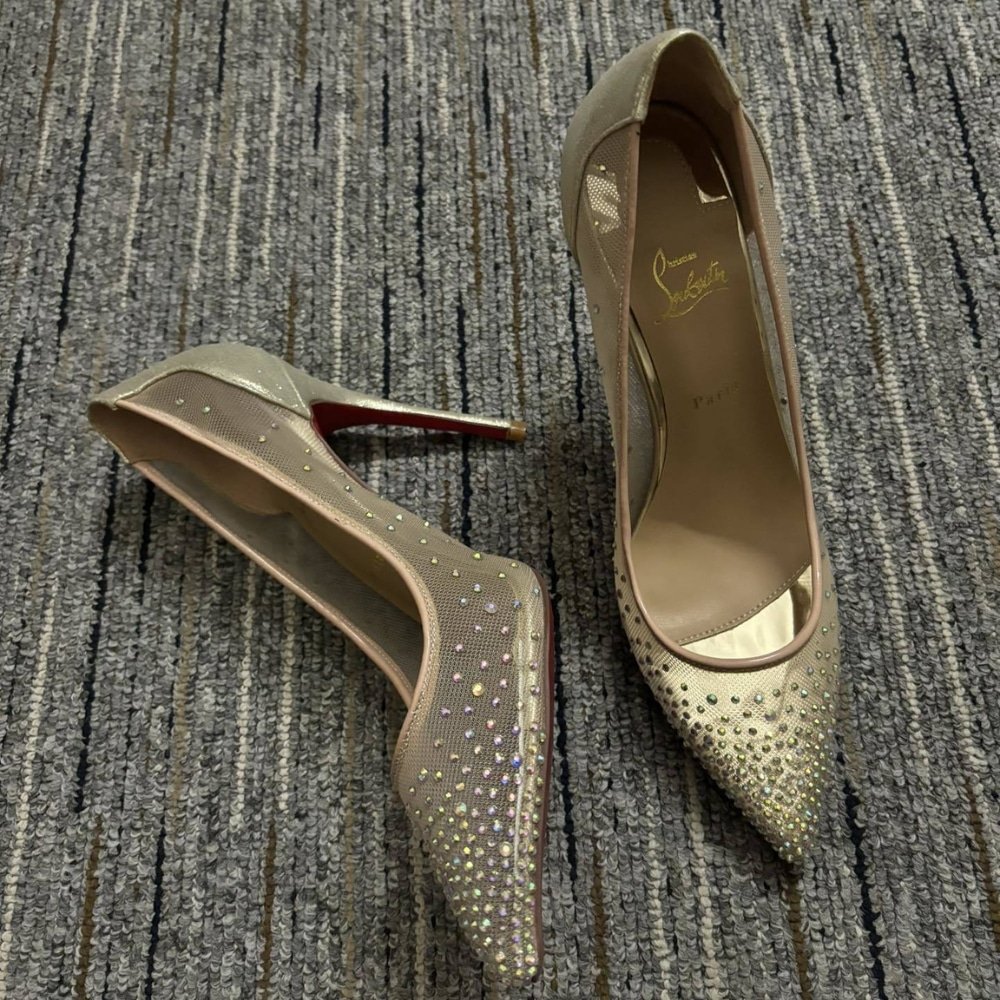 Chr1st1an Louboutin Follies Strass 100 Beige 3180466F065