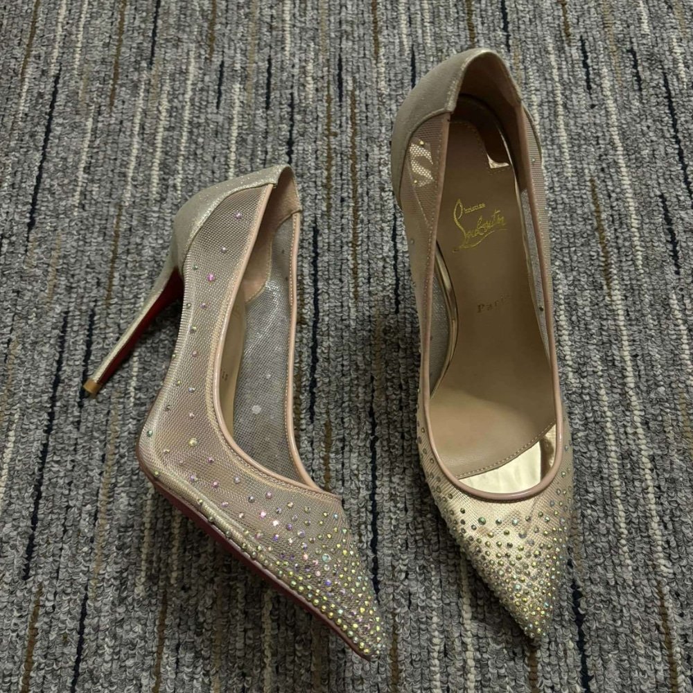 Chr1st1an Louboutin Follies Strass 100 Beige 3180466F065