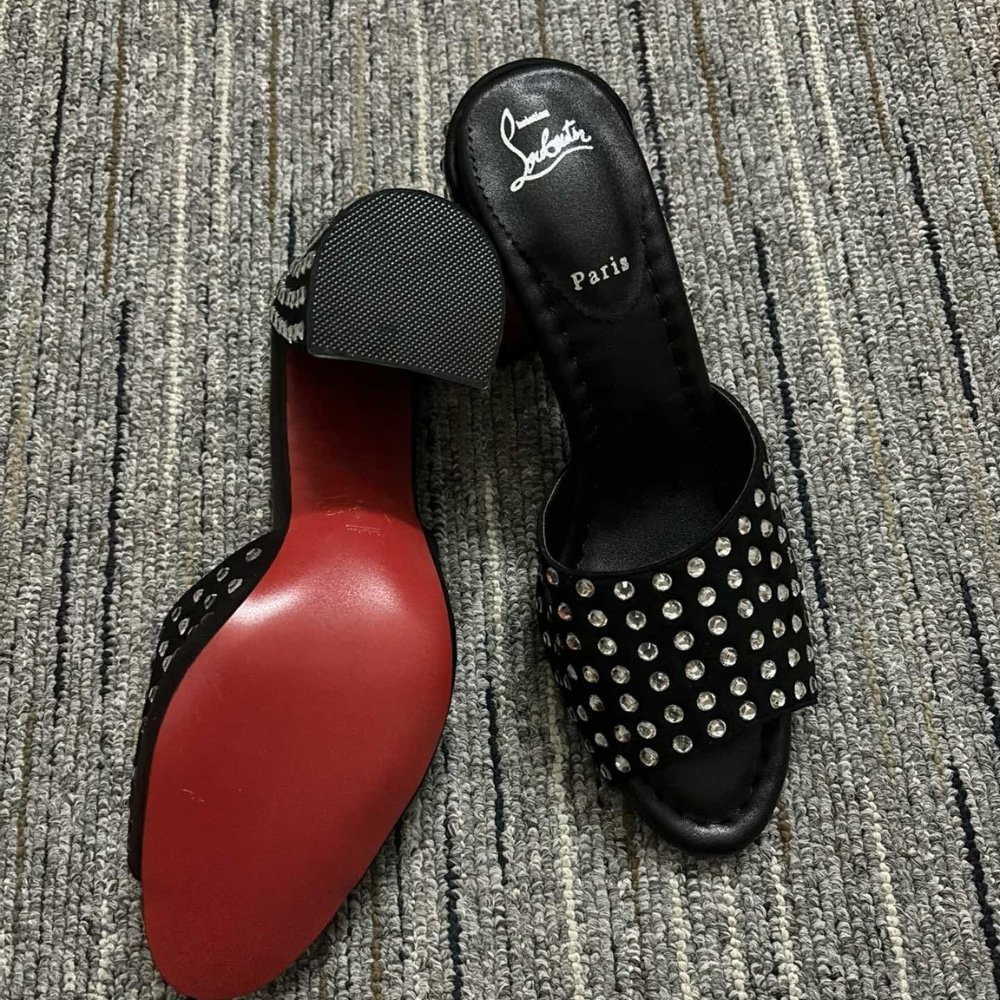 Chr1st1an Louboutin Jane 85 Black Strass Mules 1240729T023