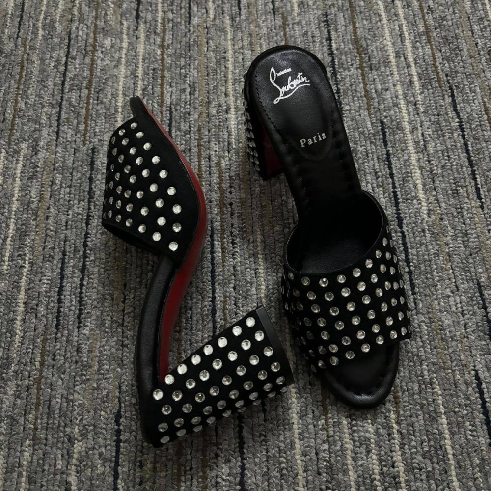 Chr1st1an Louboutin Jane 85 Black Strass Mules 1240729T023