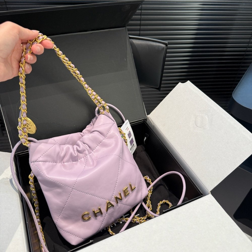 Ch**el 22 Mini Handbag Purple 23Cm