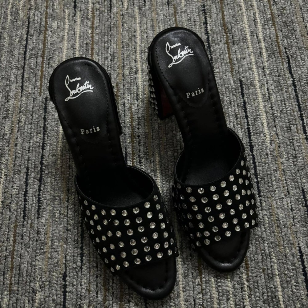 Chr1st1an Louboutin Jane 85 Black Strass Mules 1240729T023