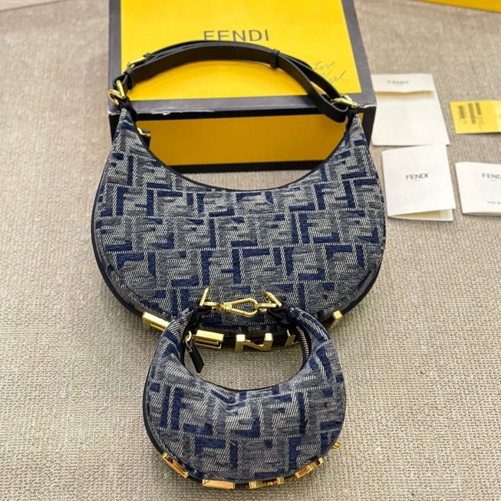 F**di F**digraphy Mini Bag Blue Chenille 20Cm 8BS081ASU0F1PQM