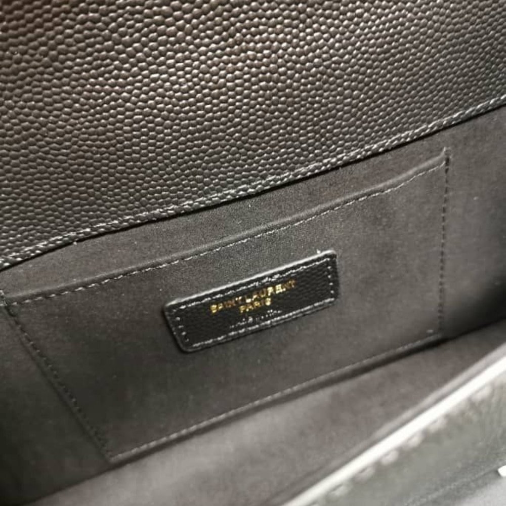Sa1nt Lau*nt Kate Medium Chain Bag In Grain De Poudre Leather Black 24Cm 364021 Bow0J 1000