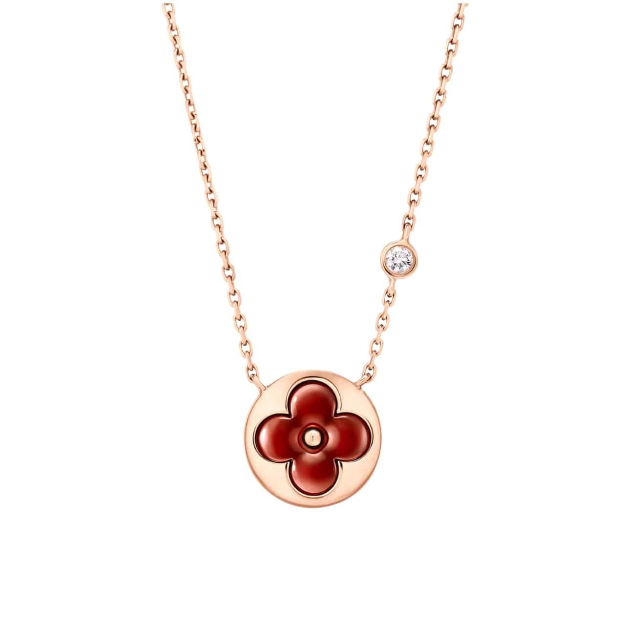L0vis Vvtt0n Color Blossom Bb Sun Pendant Pink Gold Necklace Red Q93826