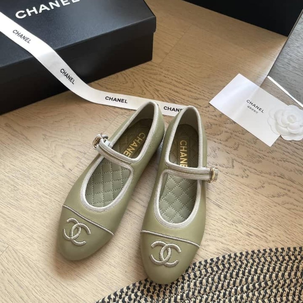 Ch**el Mary Jane Ballet Flat Dark Green
