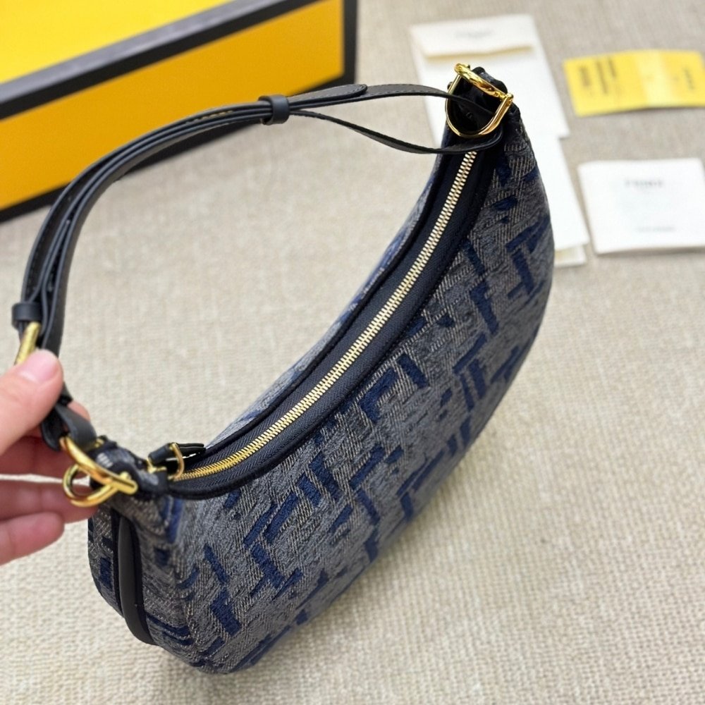 F**di F**digraphy Small Dark Blue Ff Chenille Bag 30Cm 8Br798Asu0F1Pqm