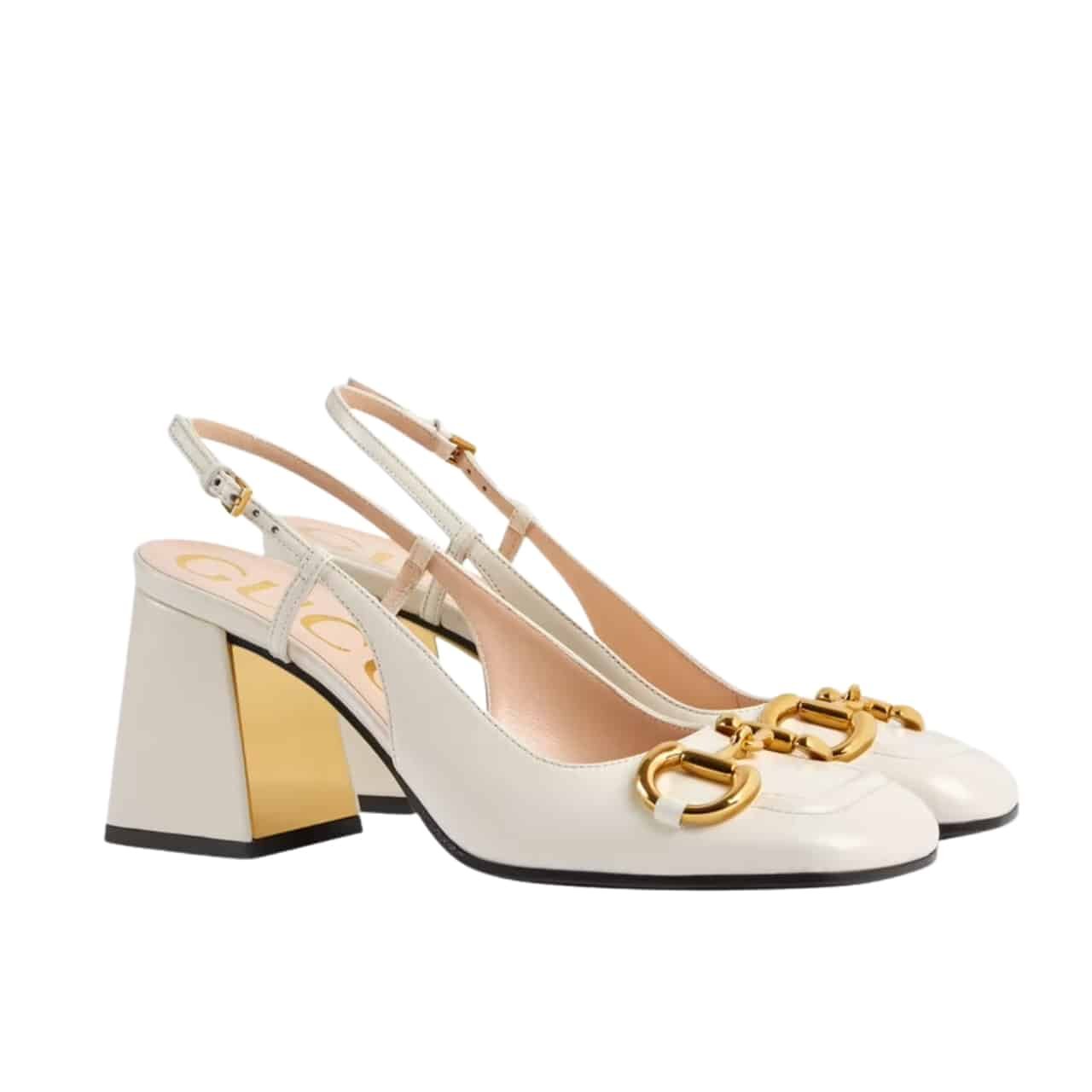Gvc*1 Women’S Mid Heel Slingback With Horsebit White ‎643892 C9D00 9022