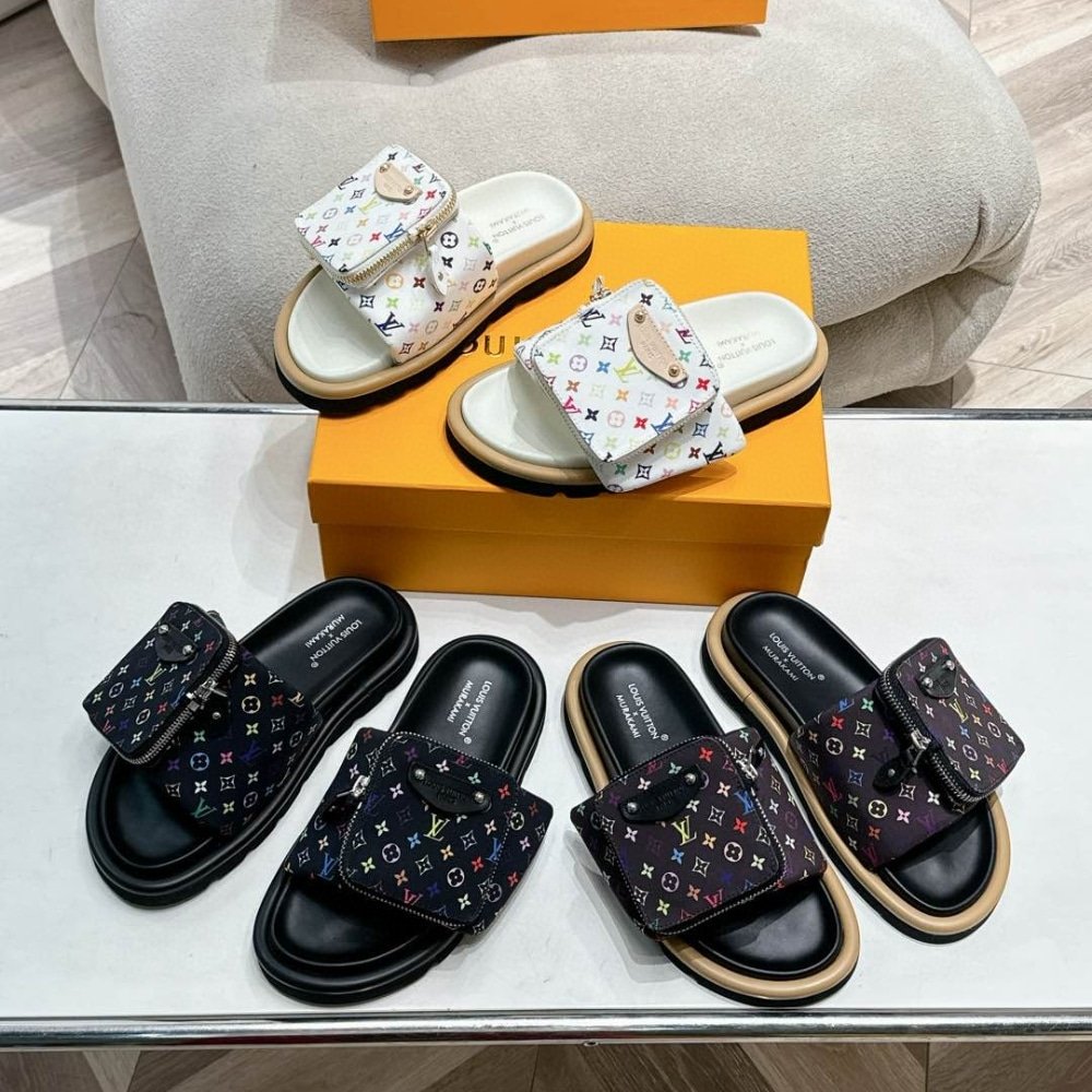 L0vis Vvtt0n X Takashi Murakami Pool Pillow Flat Comfort Mule Blanc 1Agvqw