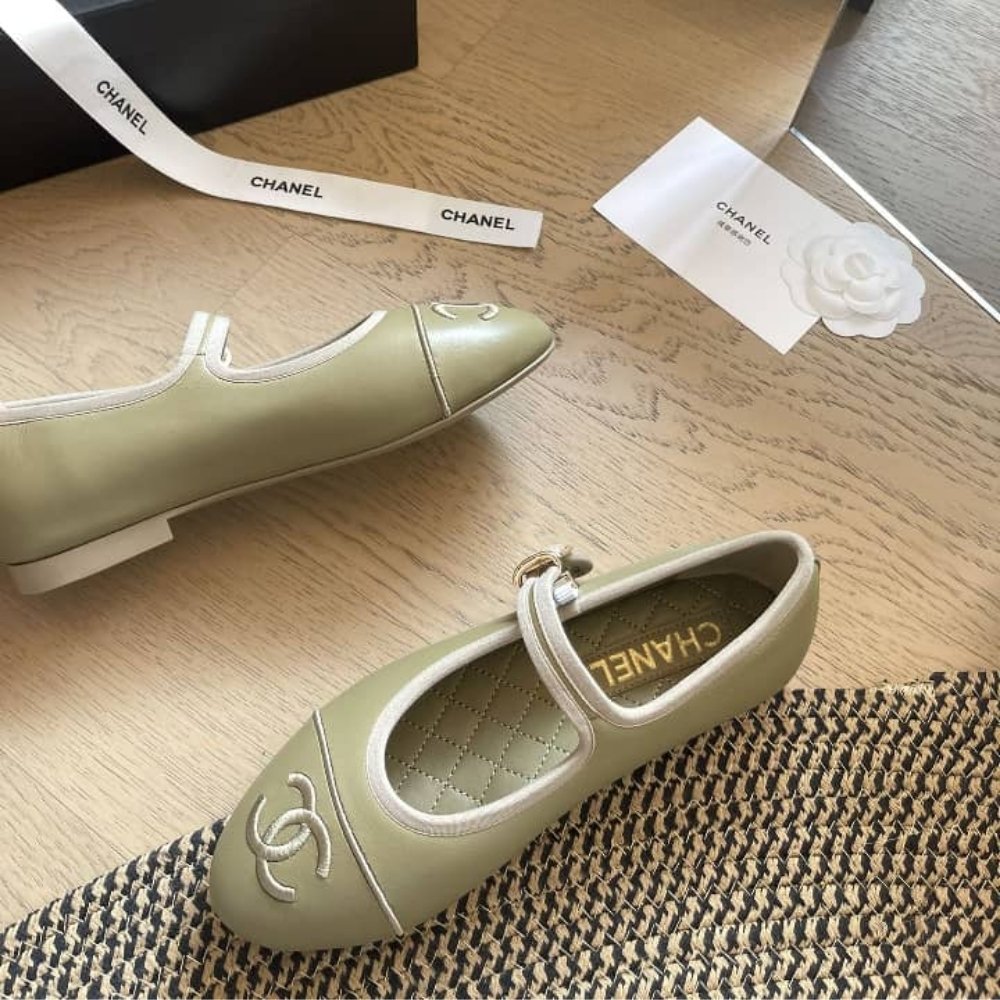 Ch**el Mary Jane Ballet Flat Dark Green