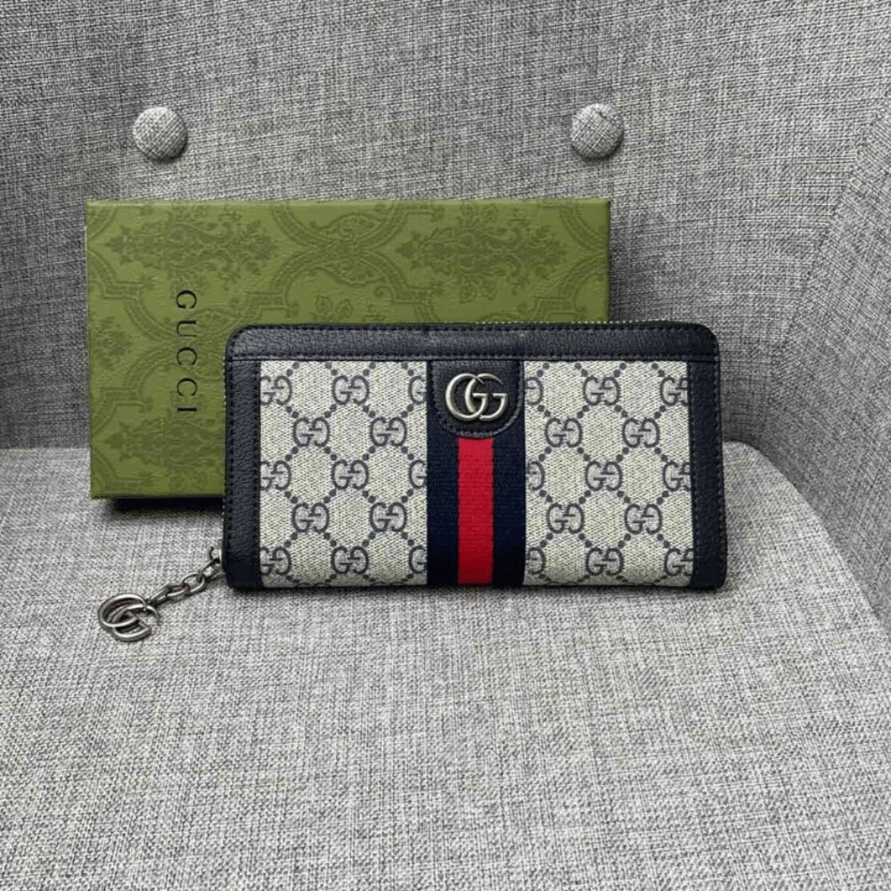 Gvc*1 Ophidia Zip Around Wallet In Beige And Blue Svp*me 19Cm 523154 96Iwn 4076
