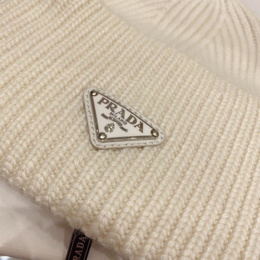 Pra*a Wool And Cashmere Beanie Silver White Umd489 3Im F0009 S 211