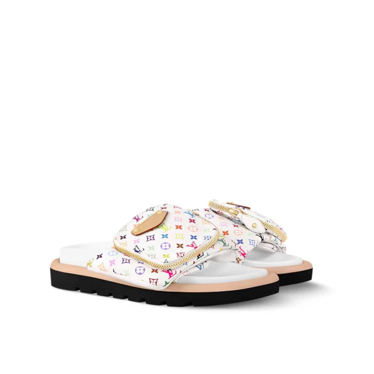 L0vis Vvtt0n X Takashi Murakami Pool Pillow Flat Comfort Mule Blanc 1Agvqw