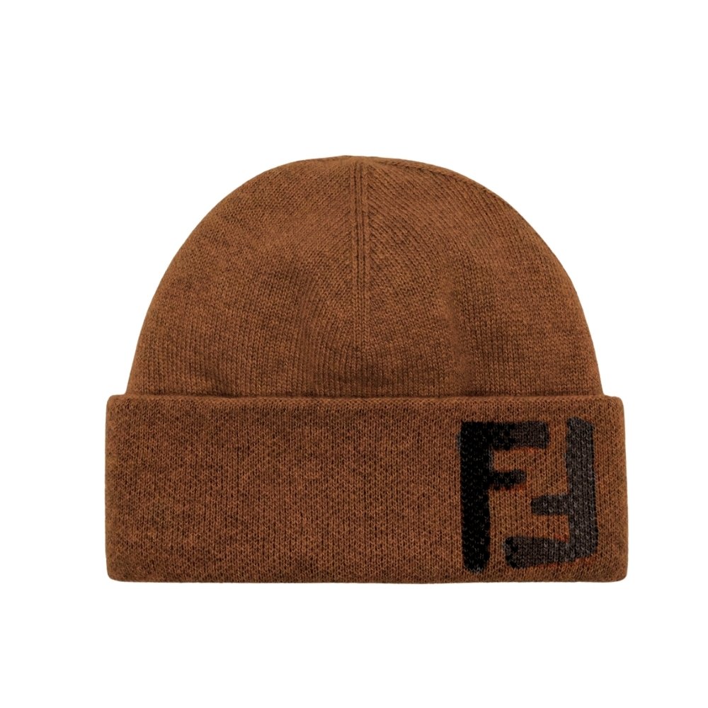 F**di Beanie Wool Hat Brown