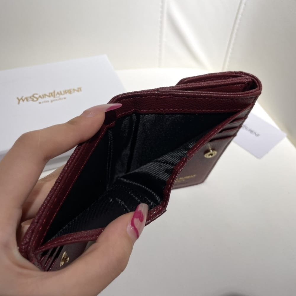 Sa1nt Lau*nt Cassandre Matelassé Small Envelope Wallet In Grain De Poudre Leather 11Cm