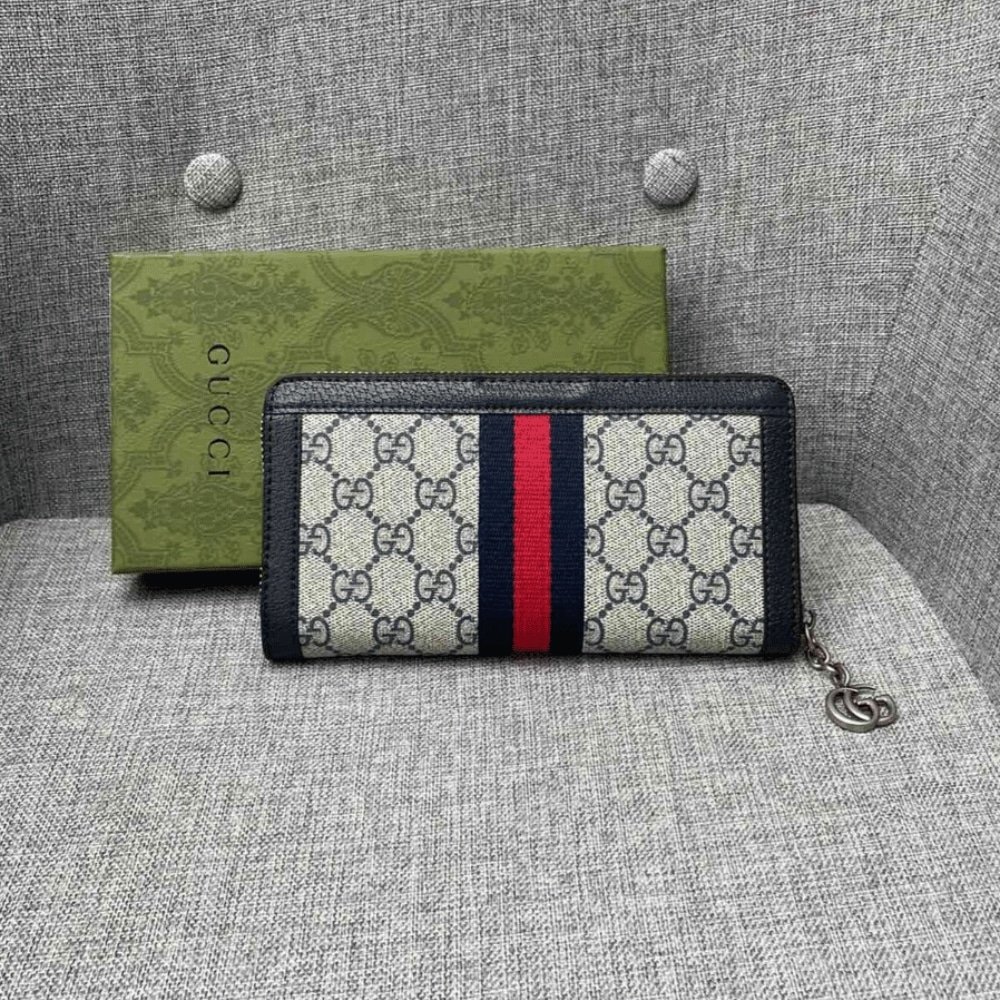 Gvc*1 Ophidia Zip Around Wallet In Beige And Blue Svp*me 19Cm 523154 96Iwn 4076