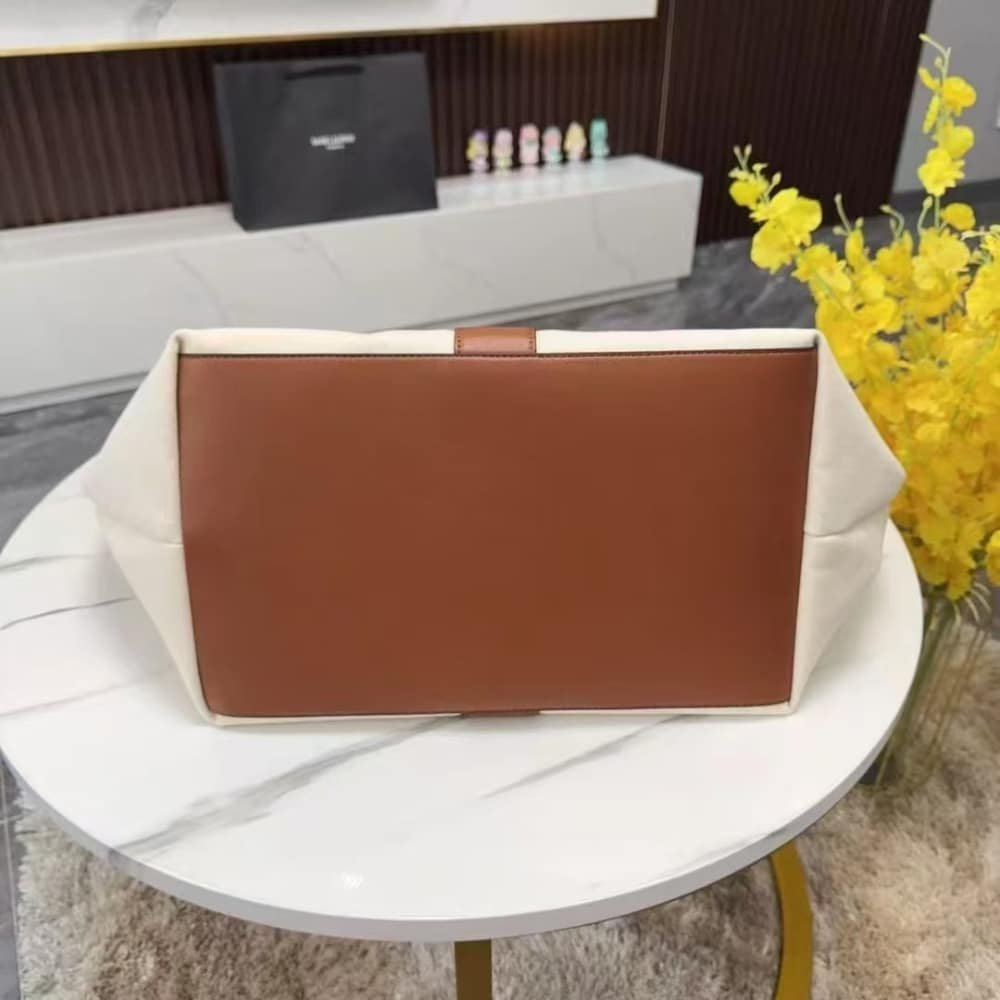Sa1nt Lau*nt Y Tote In Canvas And Leather Bag Beige 37Cm 817602Fac7T9856