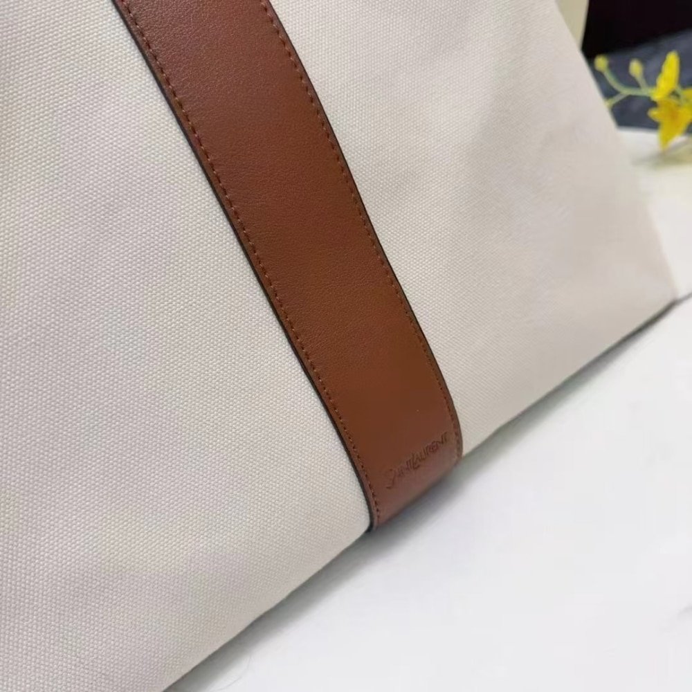 Sa1nt Lau*nt Y Tote In Canvas And Leather Bag Beige 37Cm 817602Fac7T9856