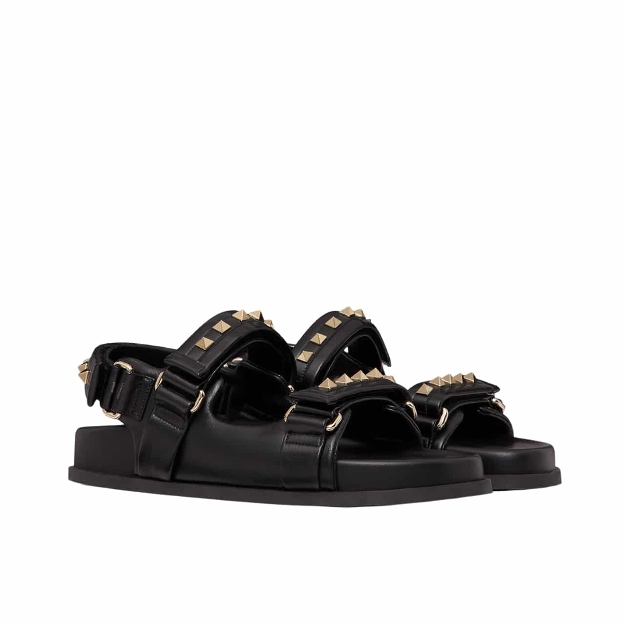 Va1e*ntin0 Garavani Rockstud Flat Sandal In Nappa Leather For Woman In Black Ws0Fe6Mnk 0No