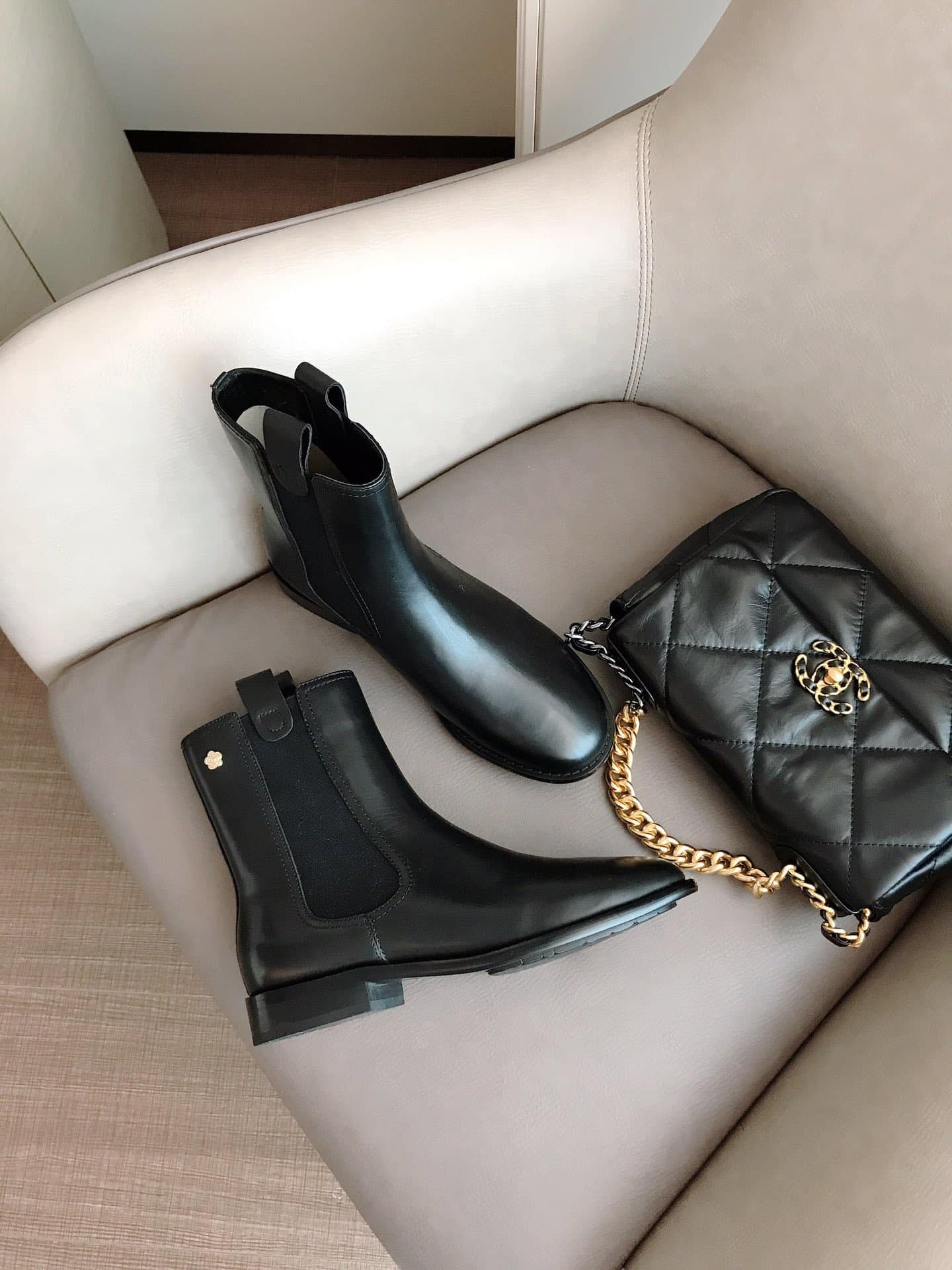 Ch**el Ankle Boots With Elastic Side Panels Black