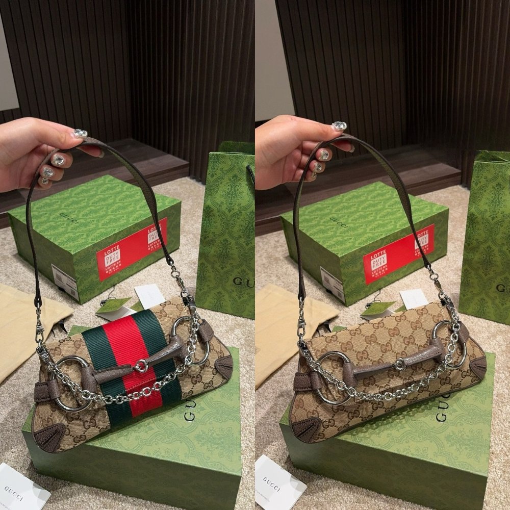 Gvc*1 Horsebit Chain Small Shoulder Bag Beige 27Cm 764339 Facm2 8747