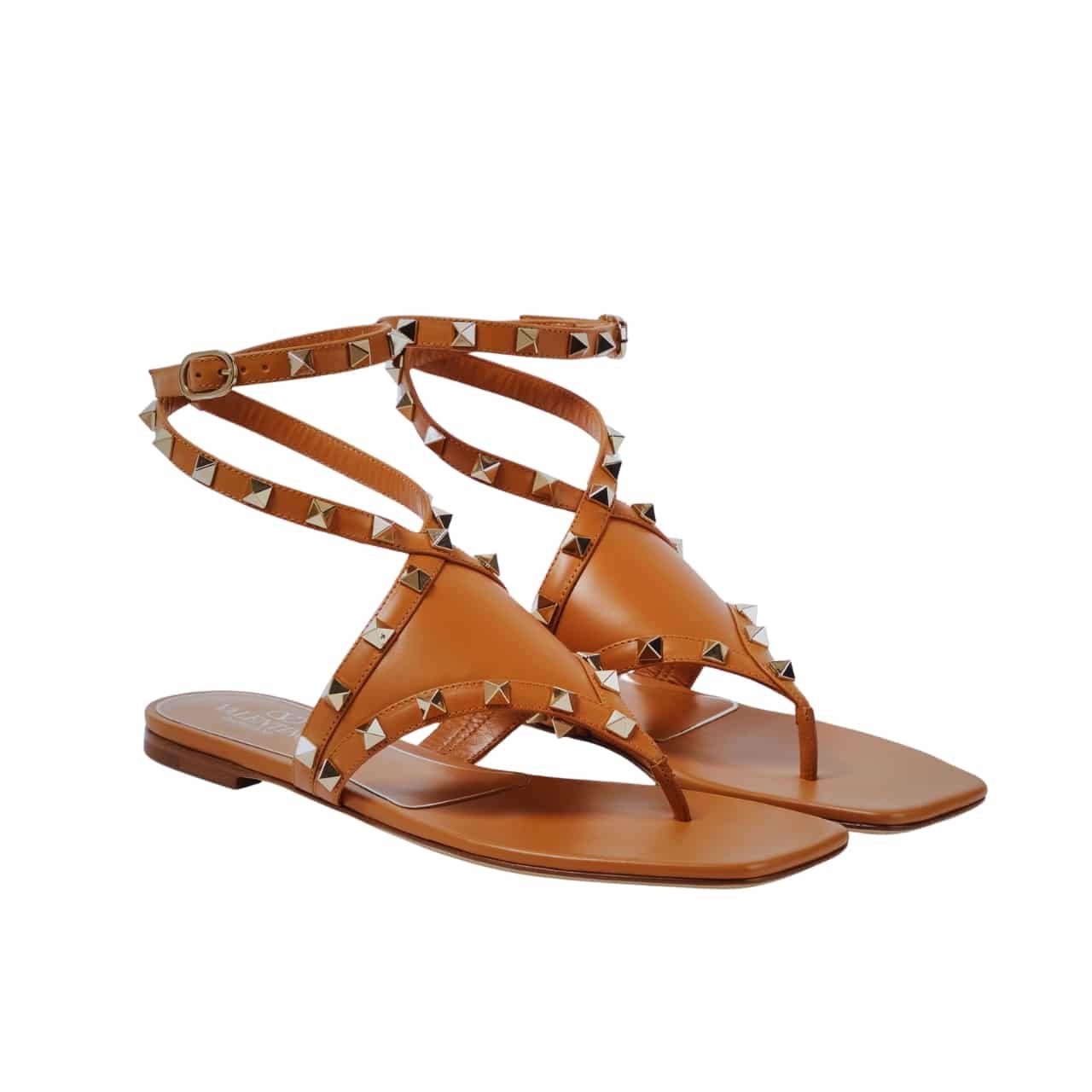 Va1e*ntin0 Garavani Rockstud Thong Sandals Brown