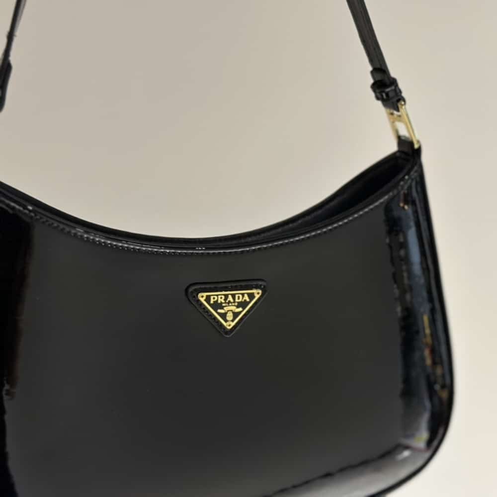 Pra*a Cleo Patent Leather Bag Black 27Cm 1Bc169 069 F03Kj V Hoo