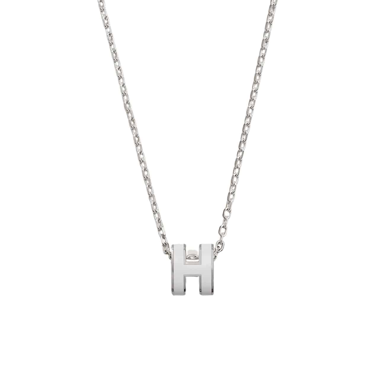 H**me5 Mini Pop H Pendant Necklace White And Silver