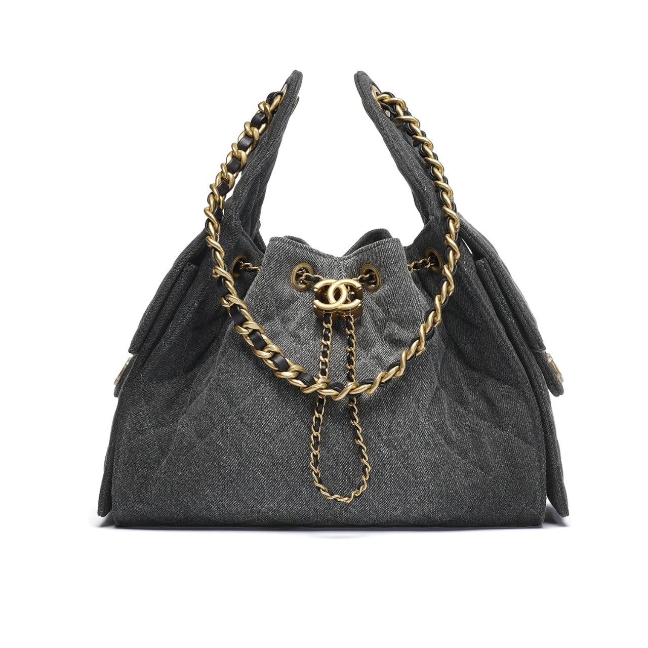 Ch**el 25 Small Handbag Washed Denim Black 26Cm As5293 B20520 U0725