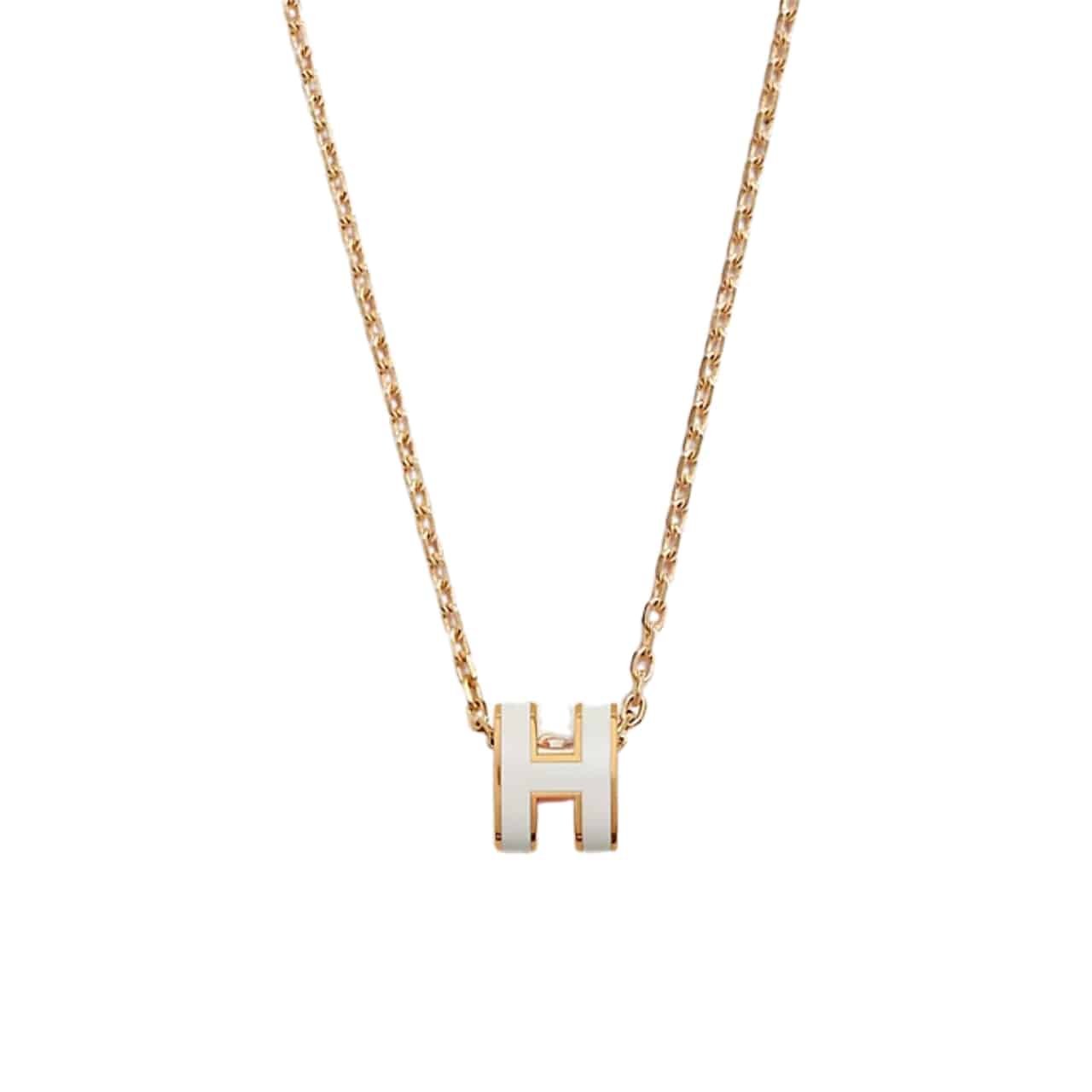 H**me5 Mini Pop H Pendant Necklace White And Gold
