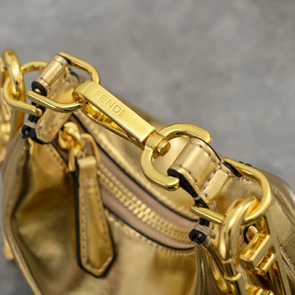 F**di Nano F**digraphy Mini Bag Metallic Gold 16Cm