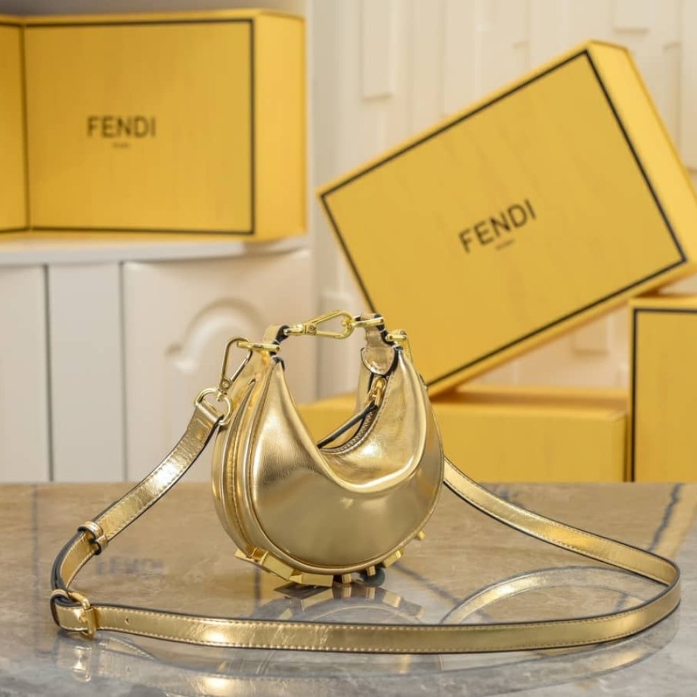 F**di Nano F**digraphy Mini Bag Metallic Gold 16Cm