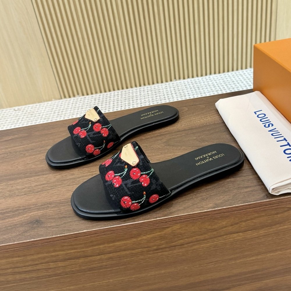 L0vis Vvtt0n X Takashi Murakami Lily Flat Mule Black