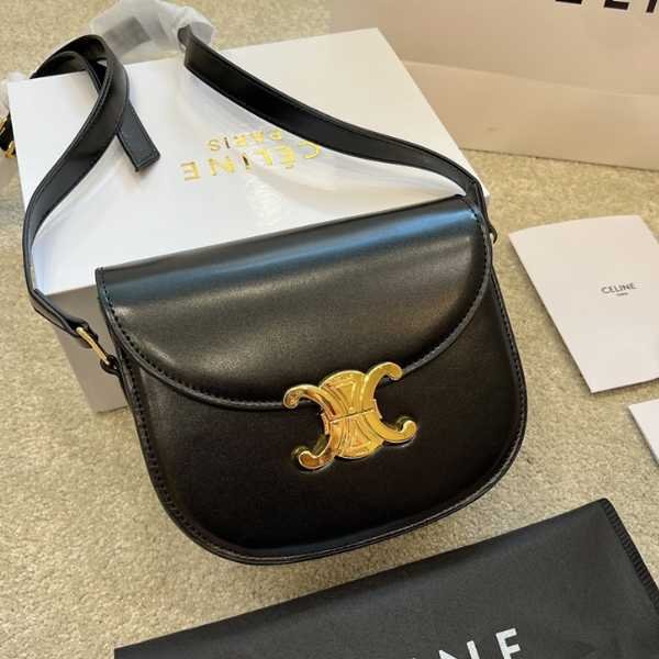 Ce1i*e Teen Besace Triomphe In Shiny Calfskin Black 110413Bf438No