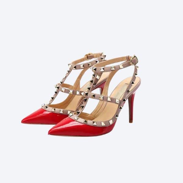 Va1e*ntin0 Patent Rockstud Caged Pump 100Mm Red
