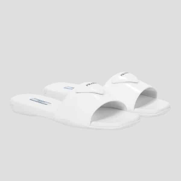 Pra*a Brushed Leather Slide In White