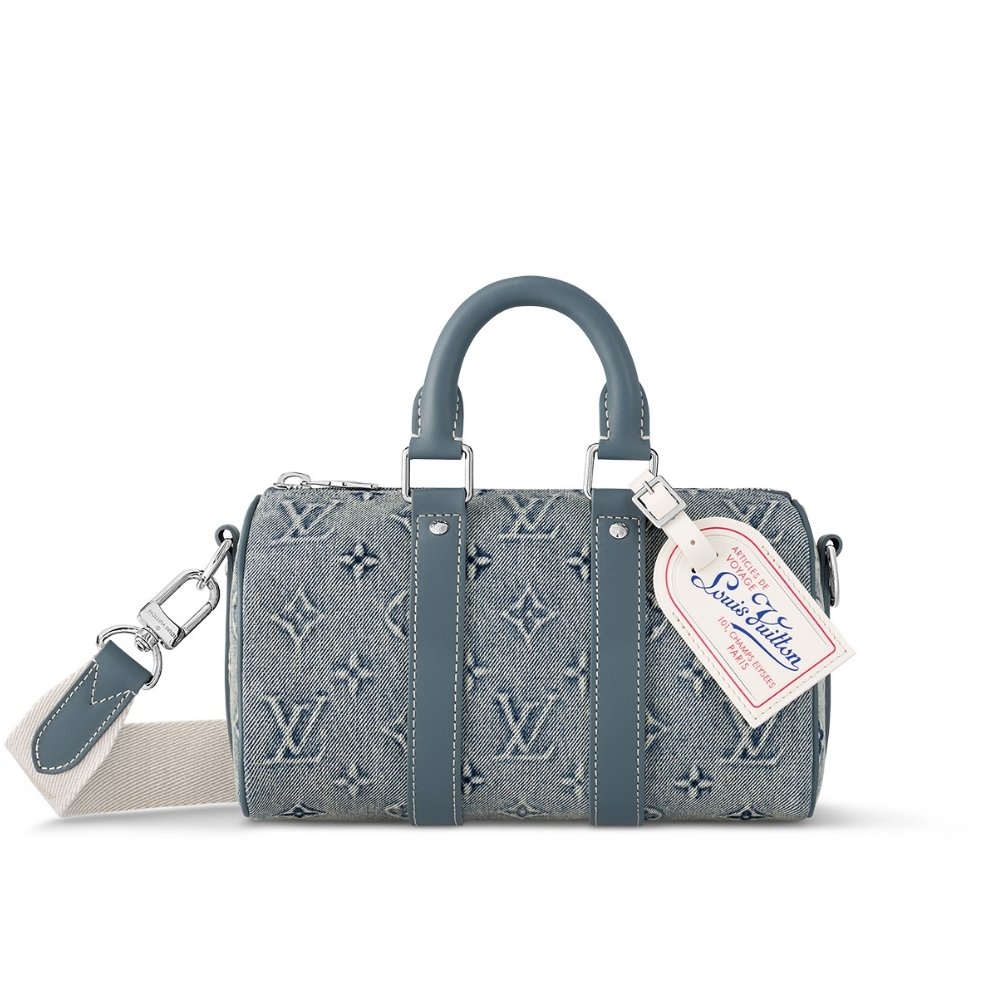 L0vis Vvtt0n Keepall Bandoulière 25 Monogram Canvas Washed Denim 24Cm M22762