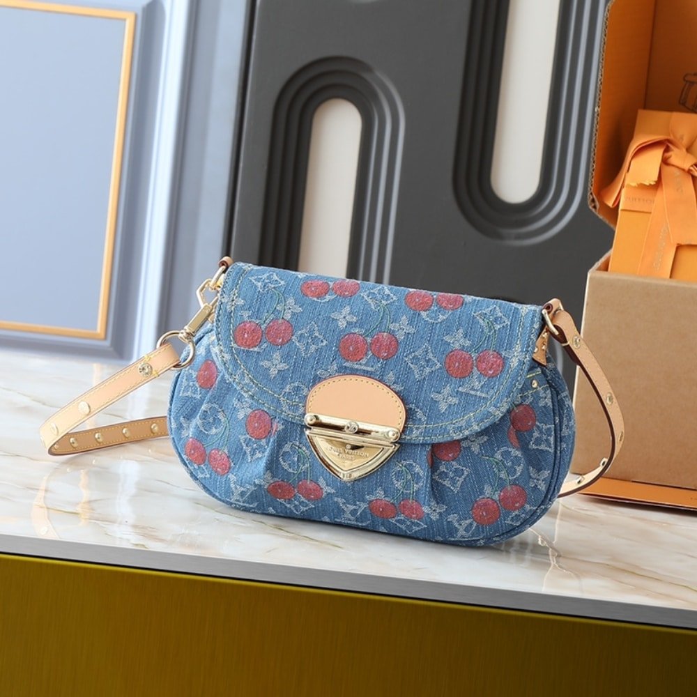 L0vis Vvtt0n X Takashi Murakami Sunset Monogram Cherry Denim Bag 27Cm M13680