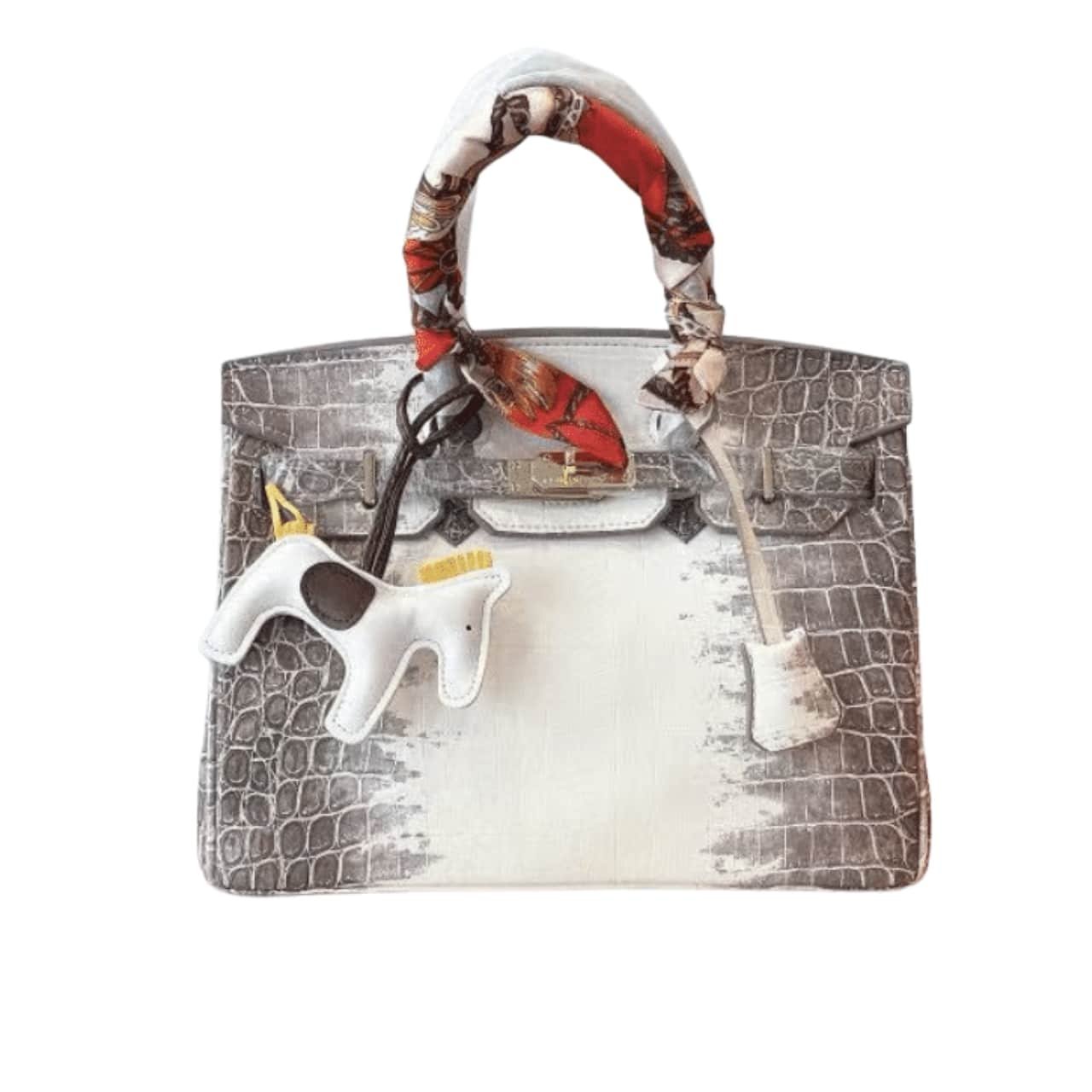 H**me5 Birkin 25 Niloticus Crocodile Himalaya Blanc 25Cm