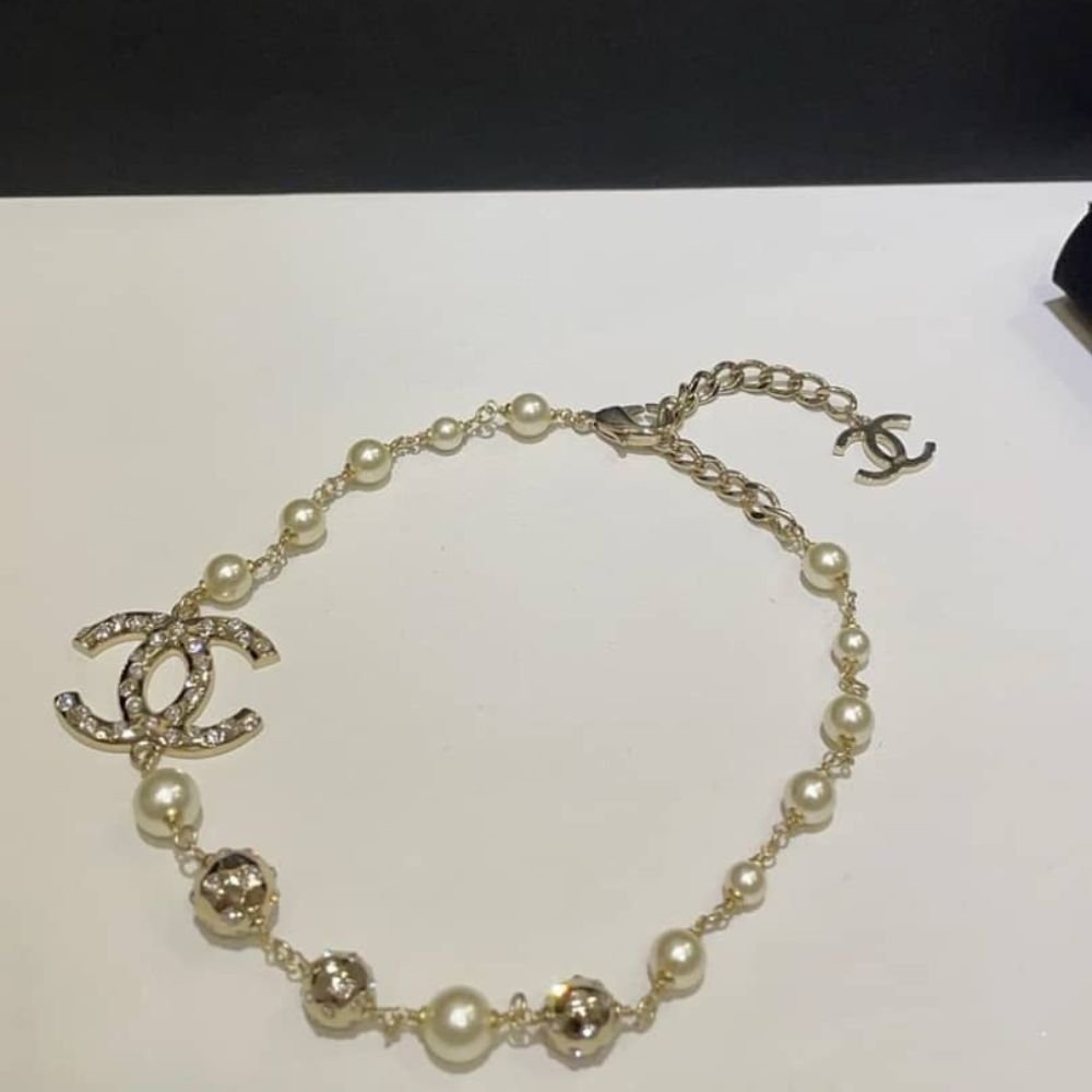 Ch**el Pearl And Crystal Necklace