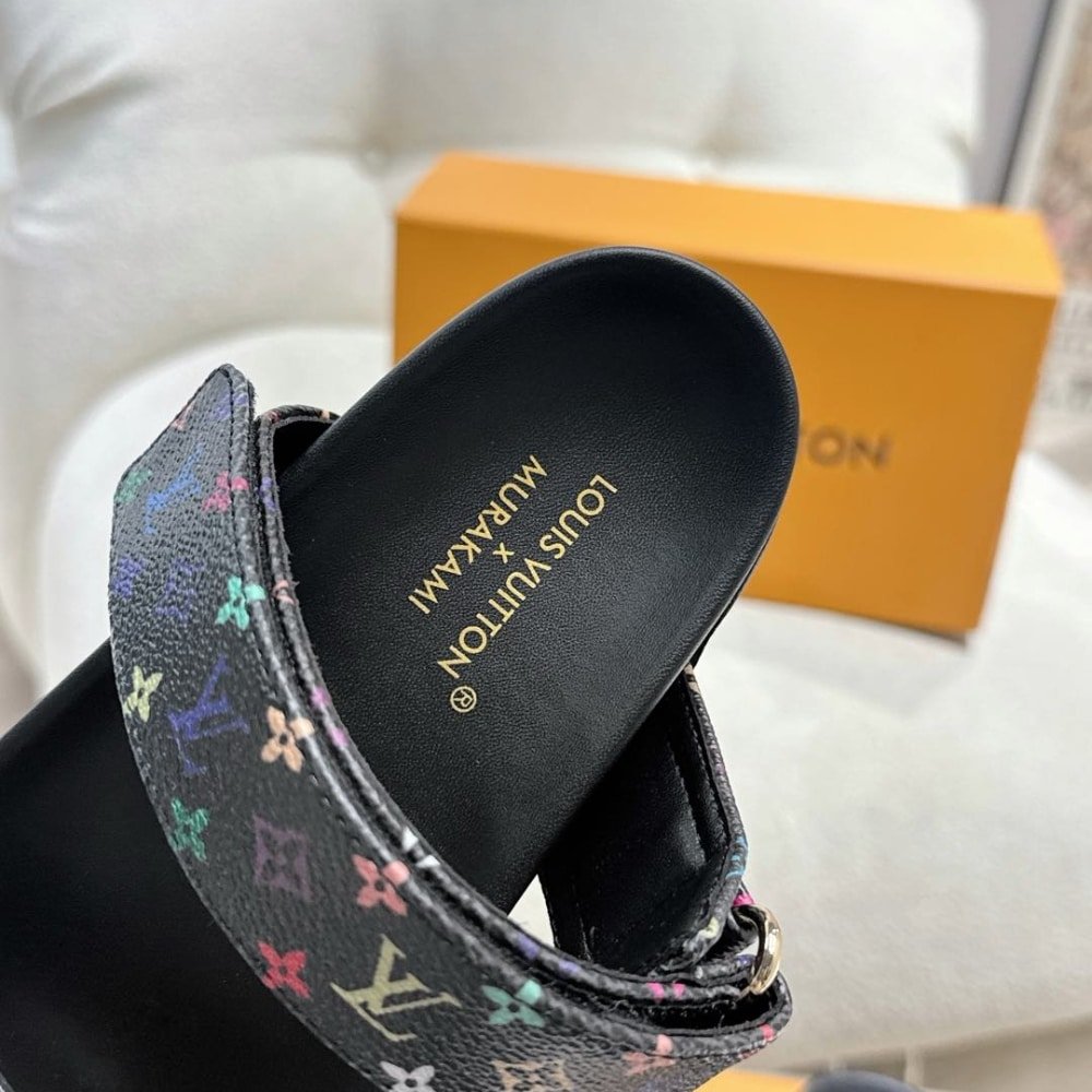 L0vis Vvtt0n X Takashi Murakami Bom Dia Flat Comfort Mule Black 1Agxub