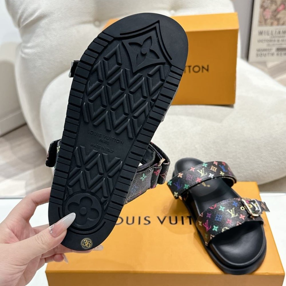 L0vis Vvtt0n X Takashi Murakami Bom Dia Flat Comfort Mule Black 1Agxub