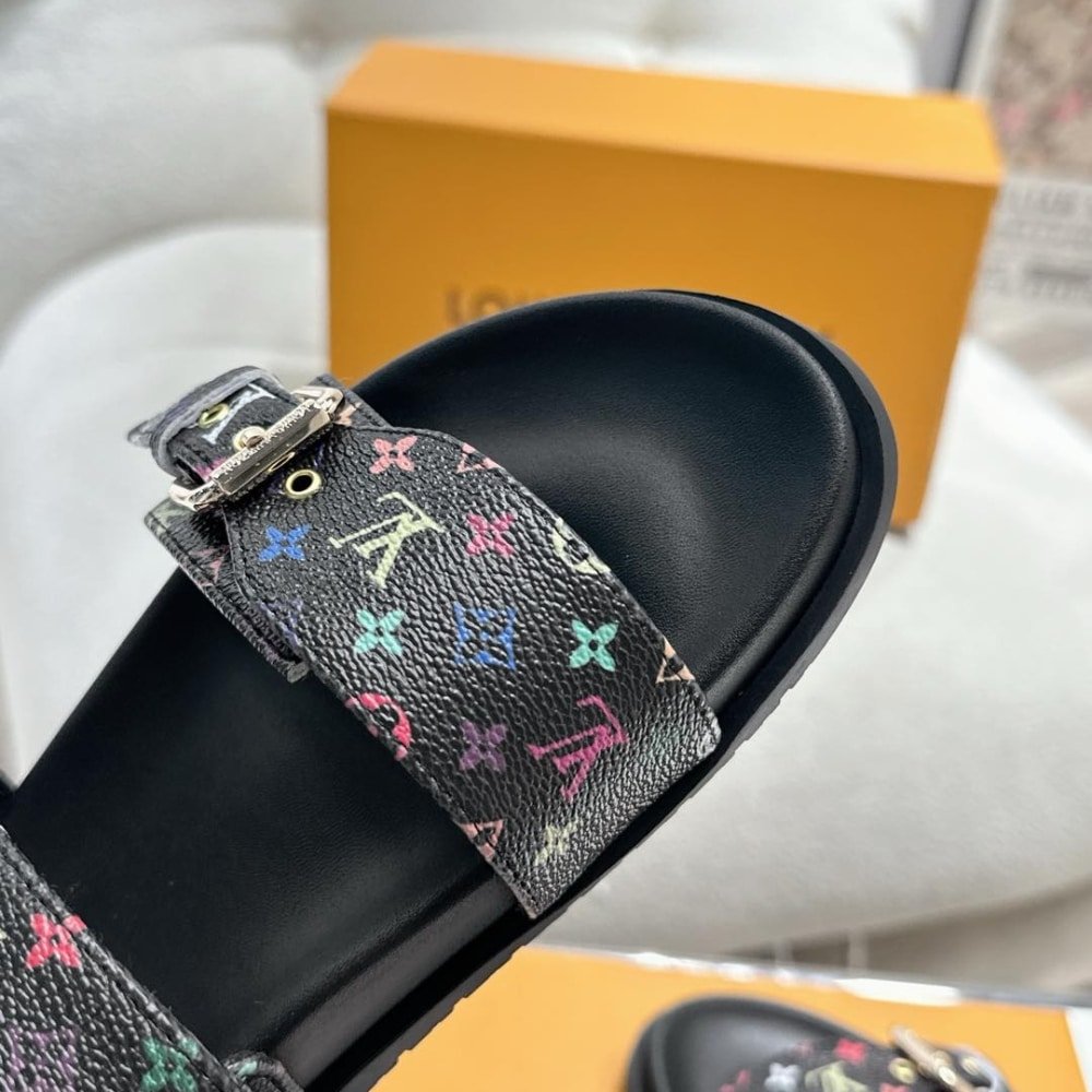 L0vis Vvtt0n X Takashi Murakami Bom Dia Flat Comfort Mule Black 1Agxub